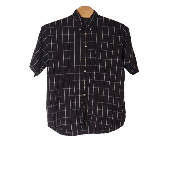 Duck Head Short Sleeve Button Down Shirt Black Tan Casual Dress Size XLT - Picture 1 of 4